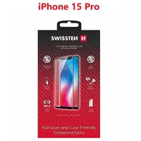 Swissten Full Face Tempered Glass Aizsargstikls Pilnam Ekrānam Apple iPhone 15 Pro  54501841 8595217483439