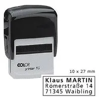 Zīmogs Colop Printer10 melns korpuss,  spilventiņš Co116110