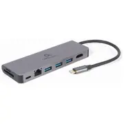 Dokastacija Gembird Usb Type-C 5-In-1 multi-port adapter Hub  Hdmi Pd card reader Lan A-Cm-Combo5-05 8716309127097