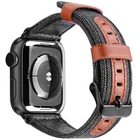 Dux Ducis Canvas Ādas Siksniņa Pulkstenim Apple Watch 38 / 40 mm Melna-Brūna  Dux-Cv-3840-Bk 6934913077993