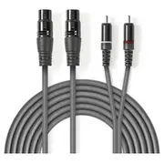 Kabelis Nedis 2X Xlr F - Rca M 3M  Coth15230Gy30 5412810295852
