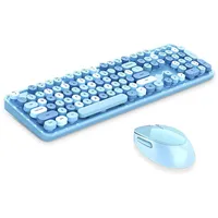 Mofii Sweet Bezvadu 2.4G Klaviatūra pilna izmēra un optiskā  pele Usb Zila ar dizaina multi krāsu pogām Mo-Sweet-Blue 4752219008143