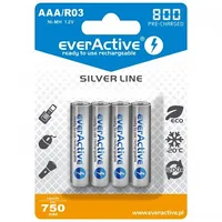 R03/Aaa akumulatori 1.2V everActive Silver line Ni-Mh 800 mAh iepakojumā 4 gb.  Akaaa.800Easl4 3100000527495