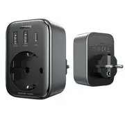 Ugreen Cd314 Super Fast Gan 65W Pd3.0 Qc3.0/4.0 C/Ac ceļojumu lādētājs 2X Usb Type C Melns  90613 6957303896134