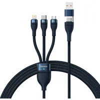 Baseus 3In1 Usb cable Flash Series 2, Usb-C  micro Lightning, 100W, 1.2M Blue Cass030103