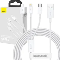 Baseus Usb kabelis 3In1 Superior Series, uz mikro / Usb-C Lightning, 3,5 A, 1,2 m Balts Camltys-02