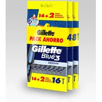 Gillette Blue3 vīriešu vienreizējās lietošanas skuveklis, 48 Asmeņi 3 x 16 Atvērts iepakojums 7702018559954
