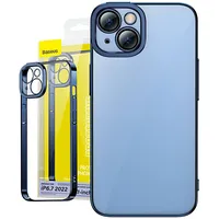 Baseus Glitter Transparent Case and Tempered Glass set for iPhone 14 Plus Blue Armc021403