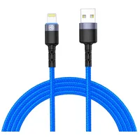 Tellur Data cable Usb to Lightning with Led Light, 3A, 1.2M blue T-Mlx44014