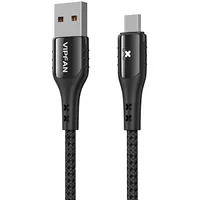 Vipfan Usb to Micro cable Colorful X13, 3A, 1.2M Black X13Mk