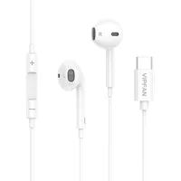 Vipfan Wired in-ear headphones M14, Usb-C, 1.1M White