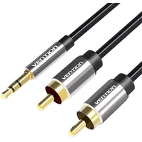 Audio kabelis 2Xrca līdz 3,5 mm Vention Bcfbd 0,5 m Melns