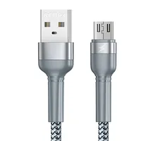 Remax Cable Usb Micro Jany Alloy, 1M, 2.4A Silver Rc-124M