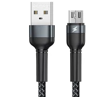 Remax Cable Usb Micro Jany Alloy, 1M, 2.4A Black Rc-124M
