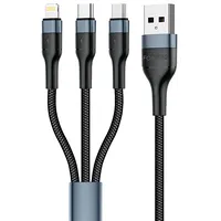 Foneng X51 3In1 Usb to Usb-C / Micro Lightning Cable, 3A, 1,2M Black 3 In 1
