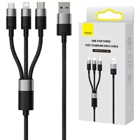 Baseus 3In1 Usb cable Starspeed Series, Usb-C  Micro Lightning 3,5A, 1.2M Black Caxs000001