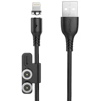 Foneng X62 Magnetic 3In1 Usb to Usb-C / Lightning Micro Cable, 2.4A, 1M Black 3 In 1