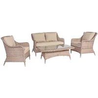 Dārza mēbeļu komplekts Eden galds, dīvāns un 2 krēsli, alumīnija rāmis ar plastikāta pinumu 4741243191211