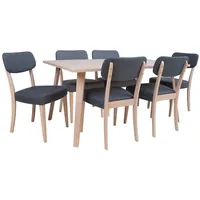 Dining set Adora table and 6 chairs, light beech 4741617106919
