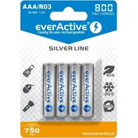 Akaaa.ea.sl4 R03/Aaa akumulatori 1.2V everActive Silver line Ni-Mh 800 mAh iepakojumā 4 gb. Akaaa.800Easl4