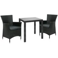 Dārza mēbeļu komplekts Wicker galds, 2 krēsli, melns 4741617107664