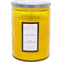 Glass jar candle Romantic Times, D8Xh11Cm, with lid, yellow, Scent- Juicy Citron 4741243845862