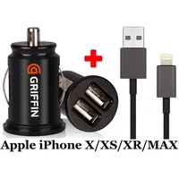 Griffin Dual Usb Car Charger 2.1 Amp  Sync and Charge Lightning Cable For iPhone X/Xs/Xr/Max