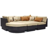 Dīvānu komplekts Stella ar spilvenu, alumīnija rāmis plastikāta pinumu, krāsa tumši brūn 4741243131439