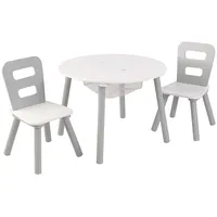 Kidkraft Round Storage Table  2 Chair Set White / Grey 26166