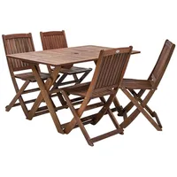 Dārza mēbeļu komplekts Modena, galds un 4 krēsli 07098, saliekams, koks meranti, apdare pies 4741617102683