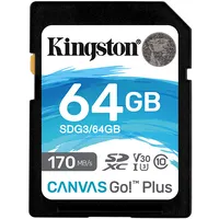 Kingston 64Gb Canvas Go Plus Uhs-I Sdxc Sdg3/64Gb