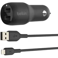 Belkin Dual Usb-A Car Charger 24W  to Lightning Cable Black Ccd001Bt1Mbk