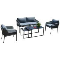 Dārza mēbeļu komplekts Levine galds, dīvāns un 2 atzveltnes krēsli, melns 4741243235212