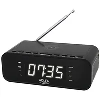 Adler Alarm Clock with Wireless Charger Ad 1192B Aux in, Black, function