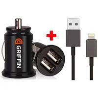 Griffin Dual Usb Car Charger 2.1 Amp  Sync and Charge Lightning Cable For iPhone 12 / mi