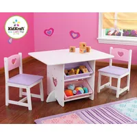 Kidkraft Heart Table  Chair Set with Pastel Bins 26913