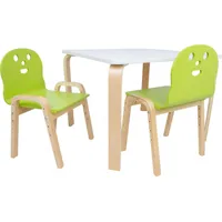 Kids set Happy table and 2 chairs, white/green 4741617107152