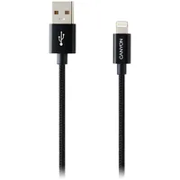 Canyon Cfi-3, Lightning Usb Cable for Apple, braided, metallic shell, cable length 1M, Black, 14.96 Cne-Cfi3B