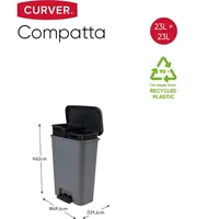 Curver Pedāļspainis atkritumu šķirošanai metalizēts Compatta Duo 2323L sudraba 0817210792