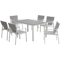 Dārza mēbeļu komplekts Osman galds un 6 krēsli, gaiši pelēks 4741243783294
