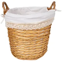 Laundry basket Max, D40Xh56Cm, weave, color light brown, with lace fabric 4741243878921