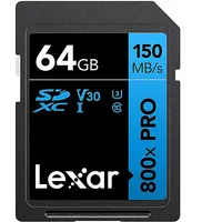 Lexar 64Gb Professional 800X Pro Memory Card Sdxc Uhs-I Black/Blue Lsd0800P064G-Bnnng