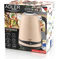 Adler Kettle Ad 1295 Electric, 2200 W, 1.7 L, Stainless steel, 360 rotational base, Golden