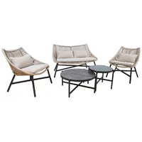 Dārza mēbeļu komplekts Helsinki dīvāns, 2 krēsli un galdi, bēša 4741243205352