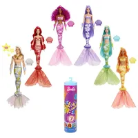 Barbie Lelles un aksesuāri - Color Reveal Rainbow Mermaids Series lelle Hcc46, Hcc46 Asst 5 Mer,