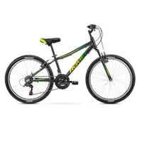 Bērnu velosipēdi - pusaudžu velosipēds Romet Rambler 24 13S black/green, 5000000289639, Mel/Zaļ Ar 2224605 13S,