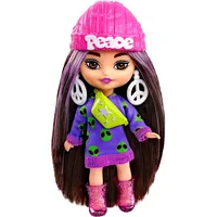Barbie Lelles un aksesuāri - Extra Mini Minis Brunette Alien Print Hln46 Lelle, 0194735116157, Doll Hoodie, Lelle