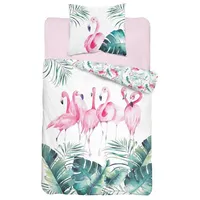 Bērnu gultas veļa 2 daļas - Detexpol Flamingo Paradise veļas komplekts no daļām 160X200, Pościel Bawełna Młodzieżowy 2915A, Kokvilnas