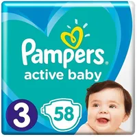 Bērnu Autiņbiksītes - Pampers Active Baby autiņbiksītes 3. izmērs 58 gab., 6251 Pieluchy Rozmiar 3, Sz,