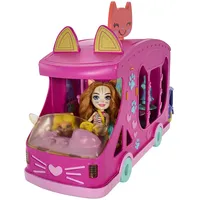 Leļļu aksesuāri Ratiņi, mājas, apģērbs u.c. - Mattel Enchantimals Cat Fashion Truck Playset Hpb34 Kempers  Lelle, 0194735154395, Playset, Lelle